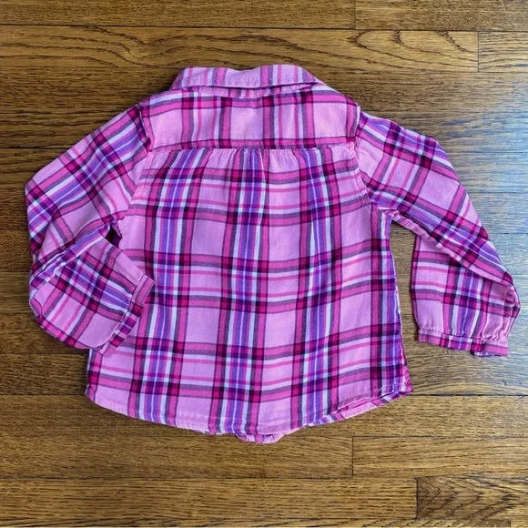 GAP Toddler 18-24 Months Pink Plaid Ruffle Button Down Shirt - Picture 4 of 4